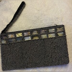 Beaded Mother of Pearl Wristlet Clutch | YKK Zip | Boho Evening Bag Purse Pouch